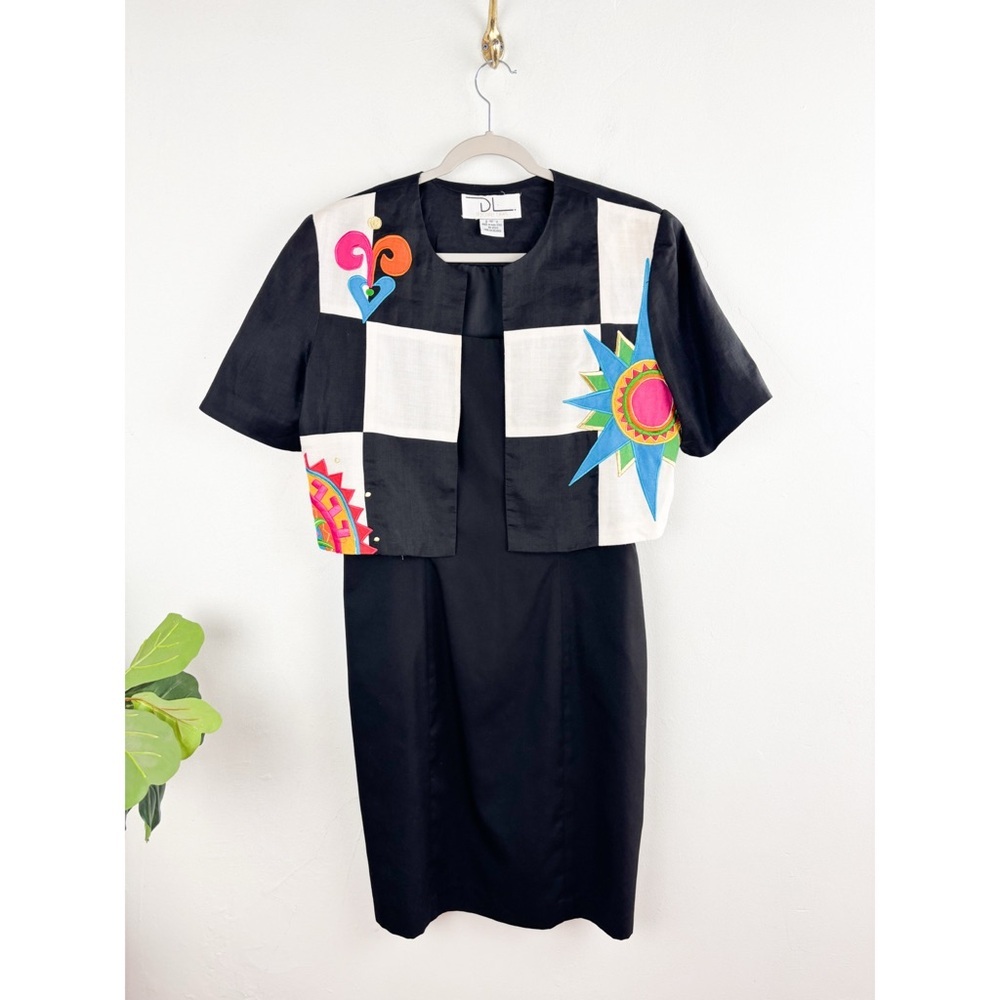 Vintage Deborah Laws Checkered Pop Art Dress Sz 12